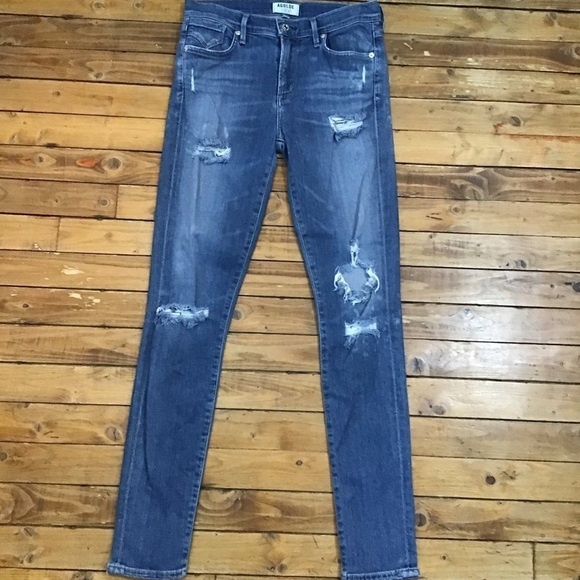 AGOLDE jeans premium denim high-rise ripped skinny stretch 26 distressed blue - Picture 2 of 15